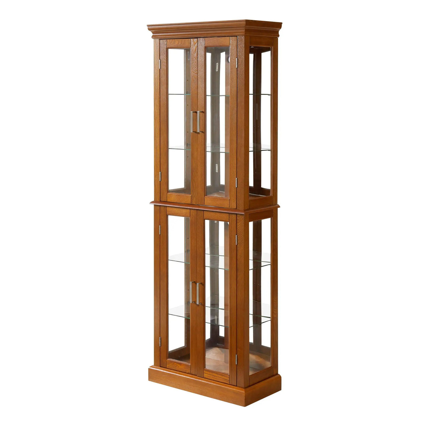 Curio Cabinet Lighted Curio Diapaly Cabinet With Adjustable Shelves And Mirrored Back Panel, Tempered Glass Doors (6 Tier), (E26 Light Bulb Not Included) by Unique Piece Furniture