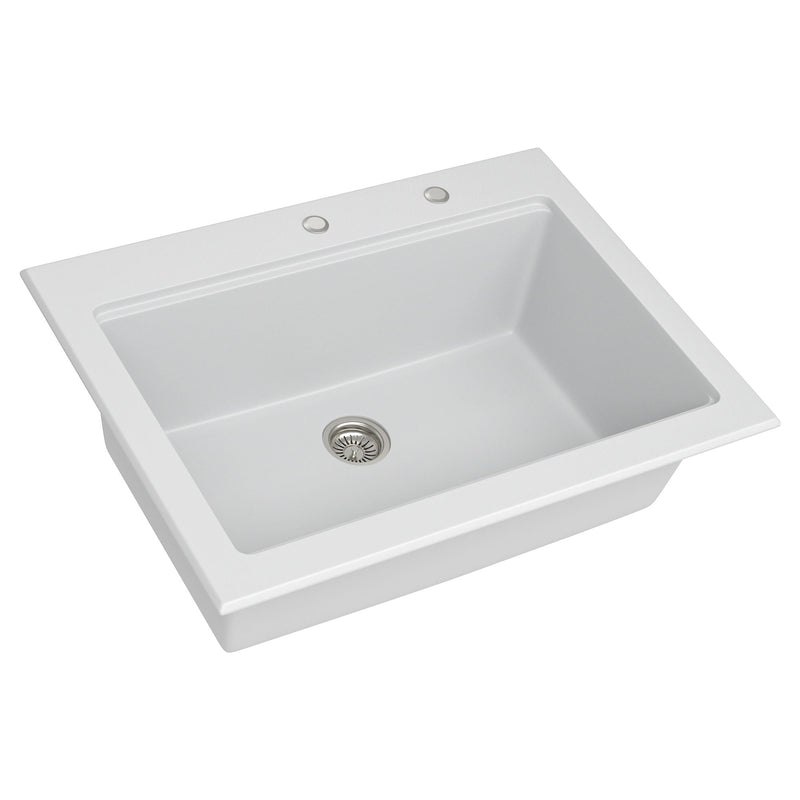 Quartz Kitchen Sink 30" X 22" Granite Composite Workstation Drop In Sink - White by HouseOfZazla