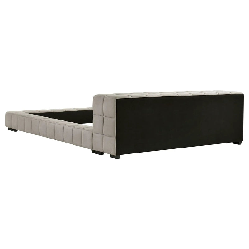 Kinsley - Upholstered Full Platform Bed With Low Profile And Tufted Headboard - Taupe