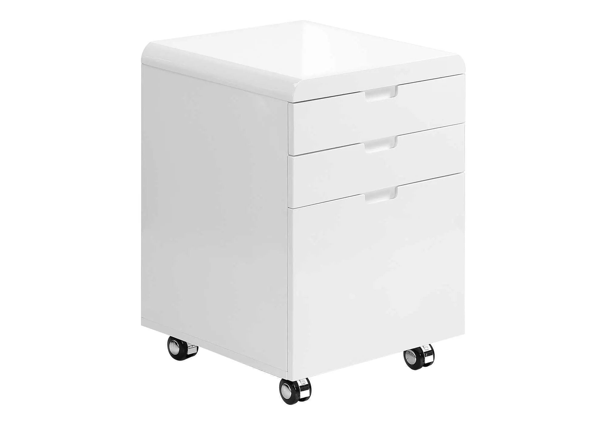 File Cabinet, Rolling Mobile, Storage Drawers, Printer Stand, Office, Work, Glossy Contemporary, Modern - White by Unique Piece Furniture