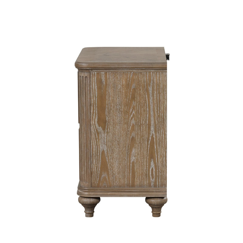 1 Piece Nightstand, Bedside Table With USB A And USB C Ports - Oak / Rustic