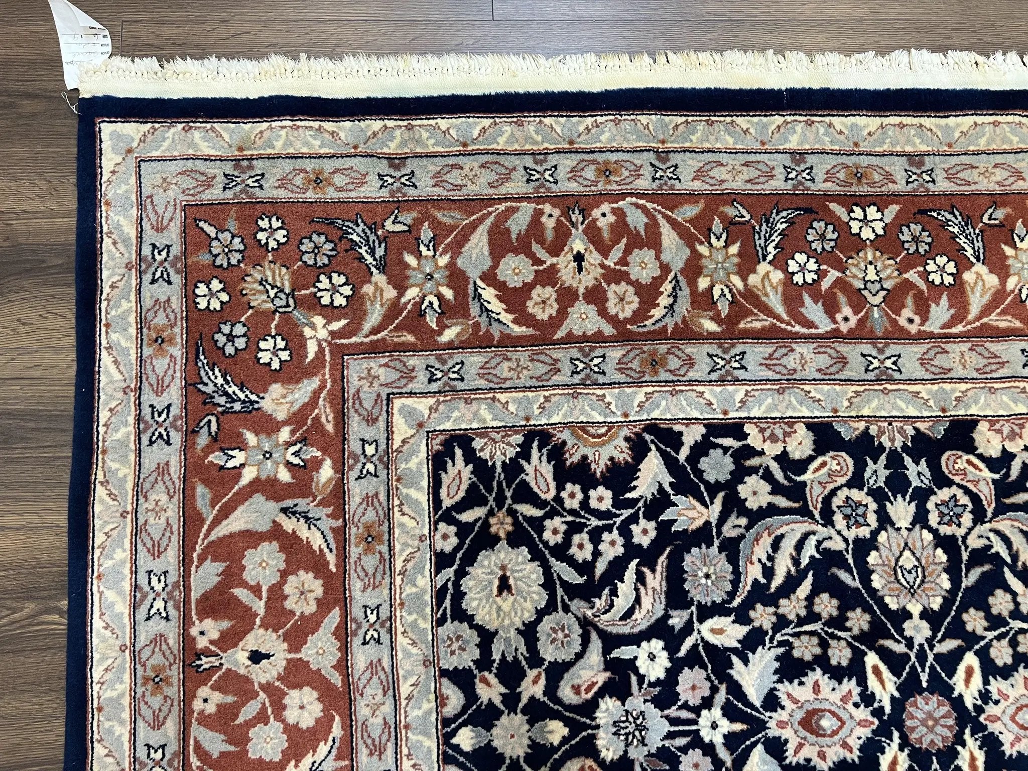 Indo Sarouk Rug 6x9, Vintage Indian Persian Rug, Wool Oriental Carpet, Navy Blue Red Allover Floral Rug, Traditional Very Fine Rug, Area Rug by Jewel Rugs