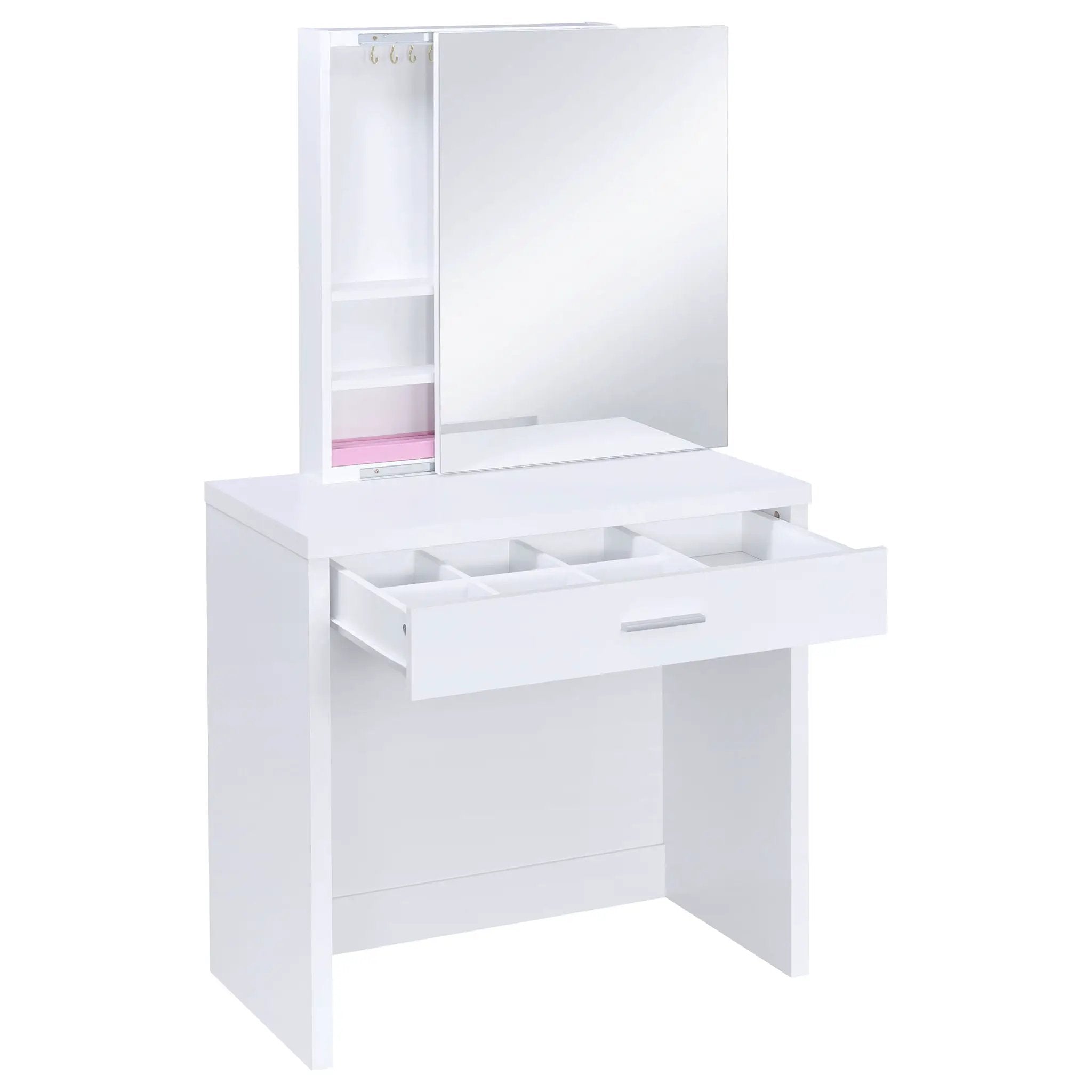 Harvey Vanity Set with Lift-Top Stool White by Unique Piece Furniture