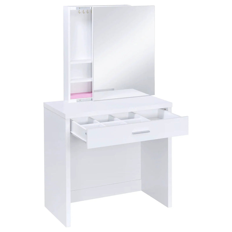 Harvey Vanity Set with Lift-Top Stool White by Unique Piece Furniture