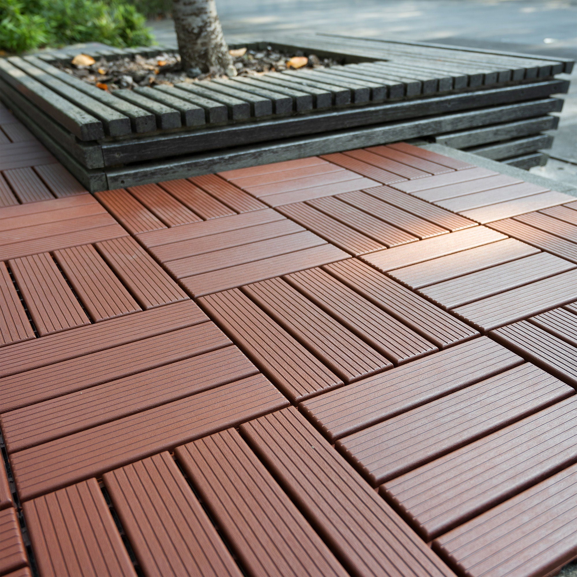 Interlocking Plastic Deck Tiles, Waterproof Outdoor / Indoor Patio Flooring by HouseOfZazla