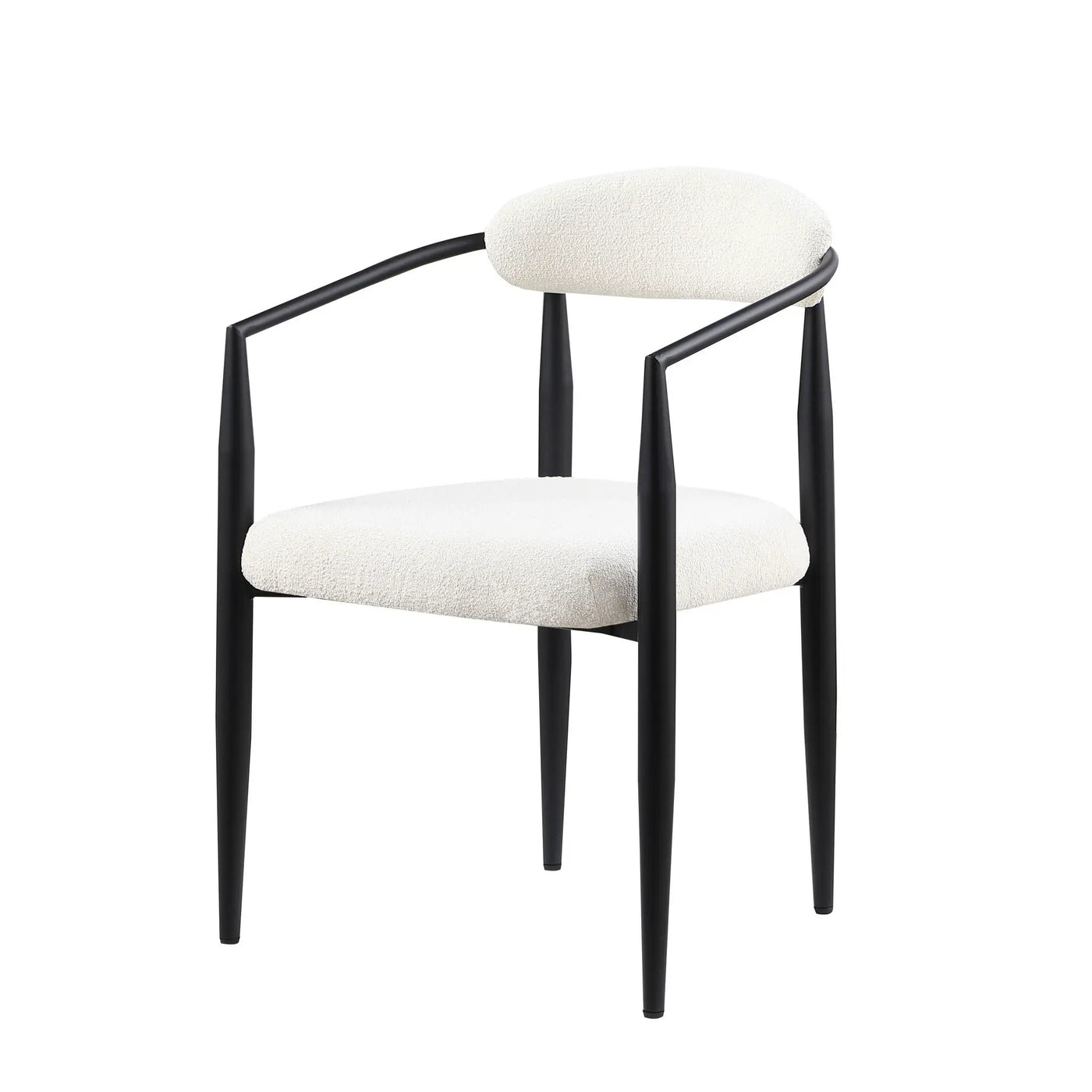 Dining Chairs (Set of 2), Mid-Century Modern Dining Chairs, Kitchen Dining Room Chairs, Round Boucle Backrest Sherpa Dining Chair With Metal Legs by Unique Piece Furniture