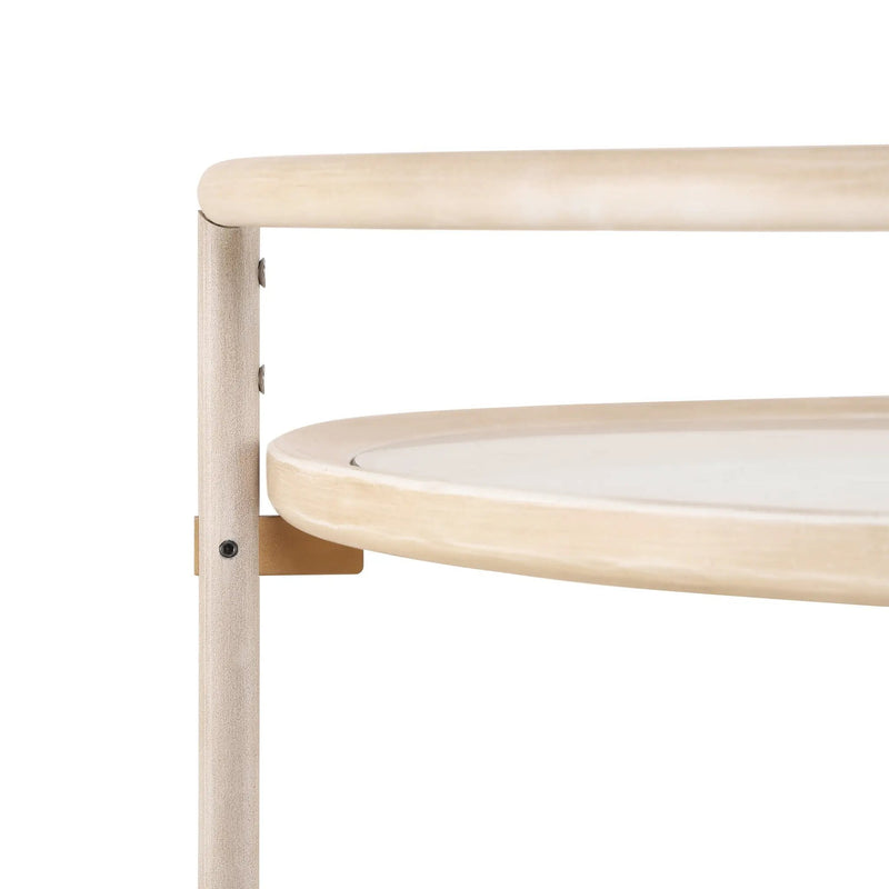 Round Bar Cart with Tempered Glass Shelves and Gold Accents by HouseOfZazla