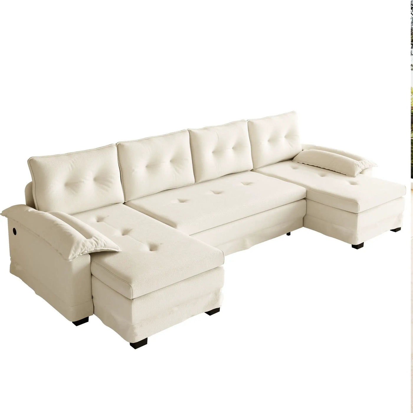 U-Shaped Sleeper Sofa With Pull Out Bed, Removable Armrests & USB Ports For Living Room by HouseOfZazla