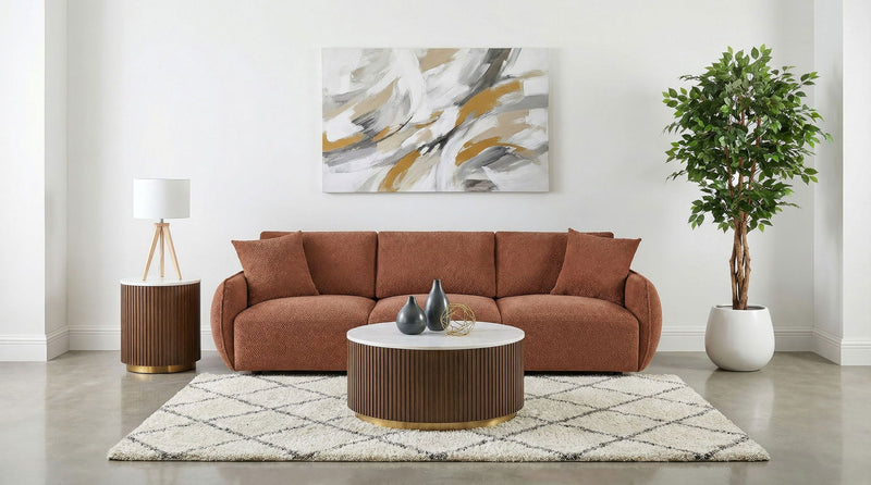 Elysia Chenille Upholstered Modular Lounge Sofa Coral by Unique Piece Furniture
