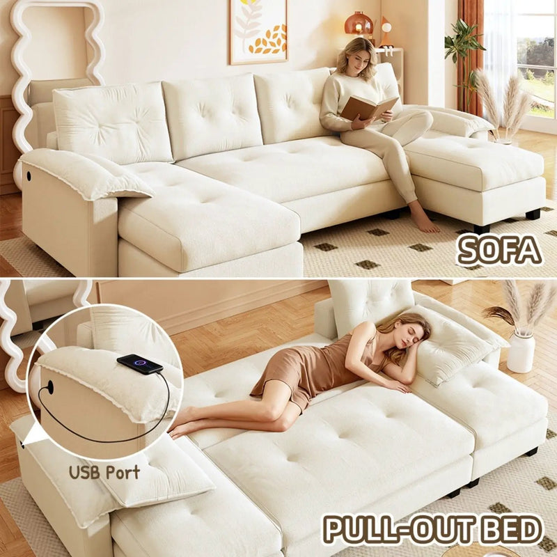 U-Shaped Sleeper Sofa With Pull Out Bed