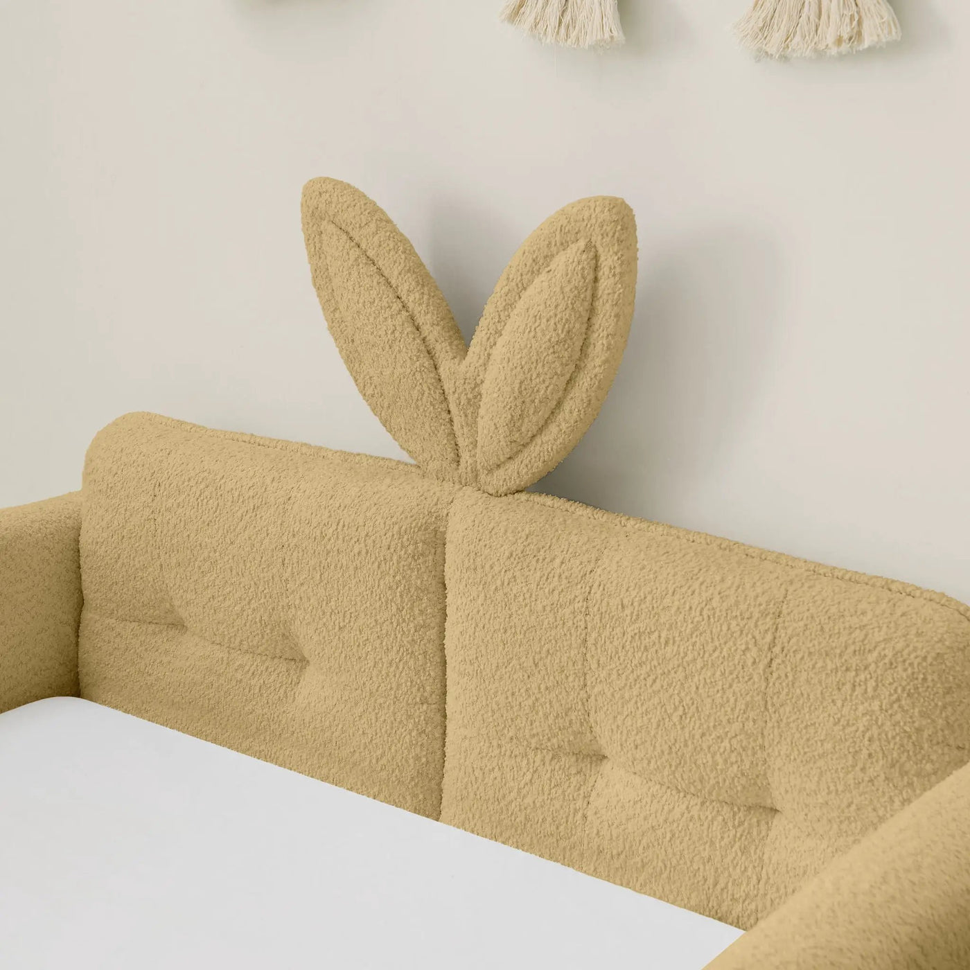 Cute Rabbit Ear Upholstered Platform Bed Frame With Safety Rail by Unique Piece Furniture