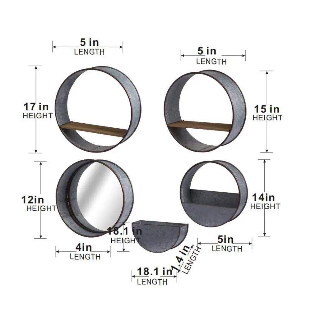 Farmhouse Round Metal Wall Planter (Set of 5) - Gray by Unique Piece Furniture