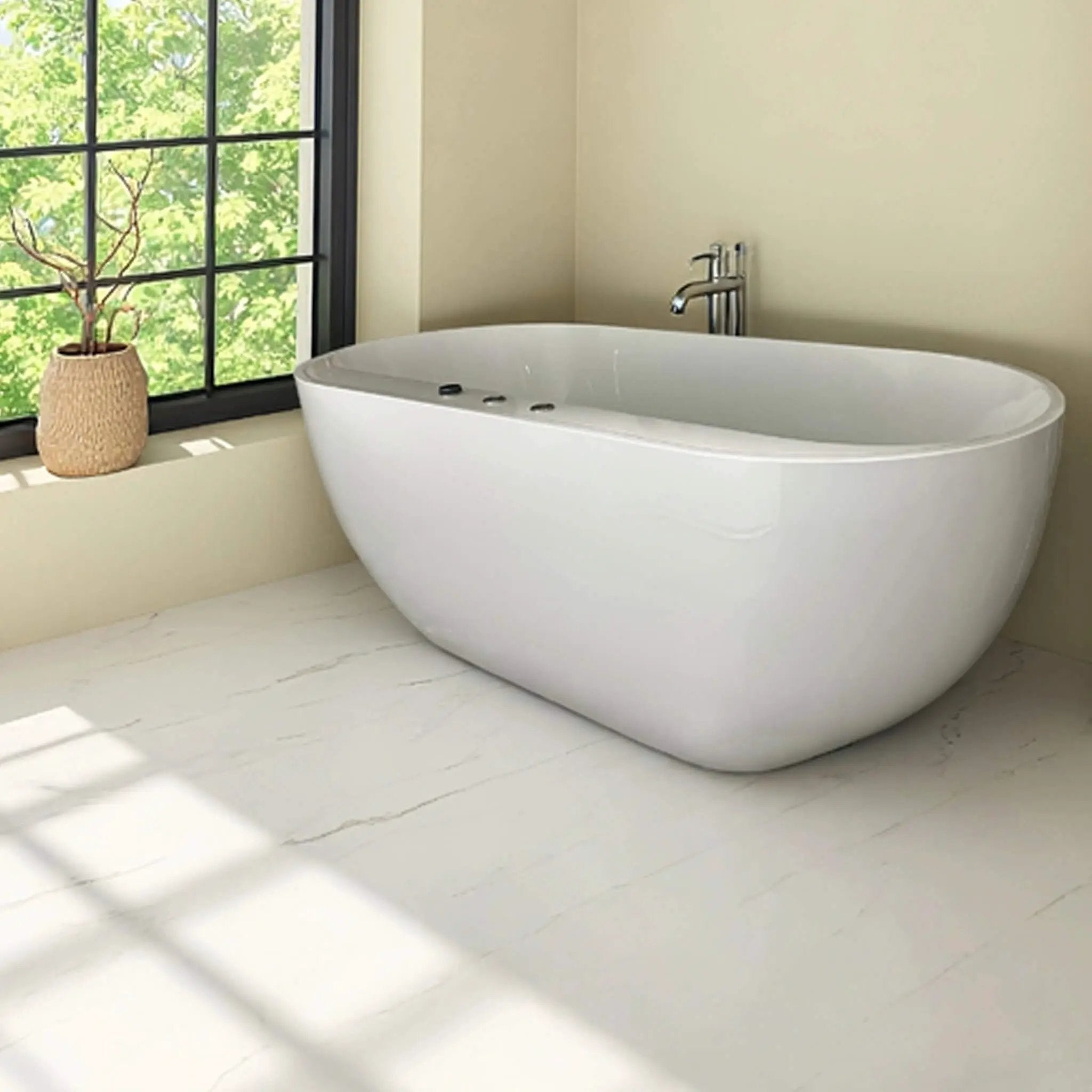Nuvia Cascade 67-Inch Whirlpool Air Bath Soaking Tub With Adjustable Air Blower [No Faucet] (SAK68427) by SAKSBY WHOLESALE