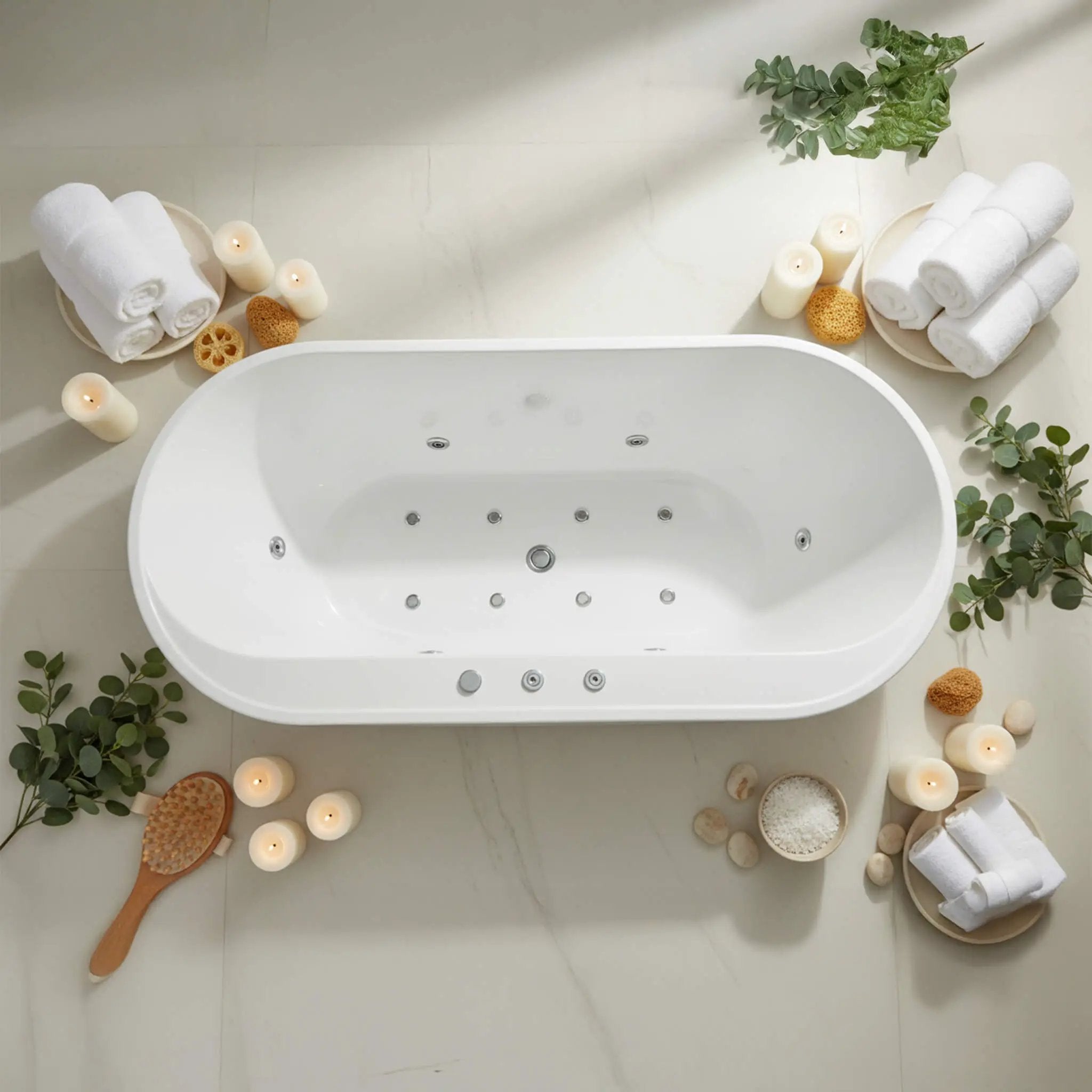 Nuvia Cascade 67-Inch Whirlpool Air Bath Soaking Tub With Adjustable Air Blower [No Faucet] (SAK68427) by SAKSBY WHOLESALE