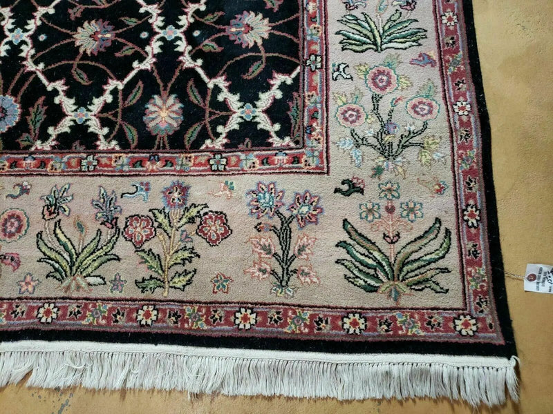 6' X 9' Handmade India Floral Oriental Wool Rug Carpet Hand Knotted Nice Black by Jewel Rugs