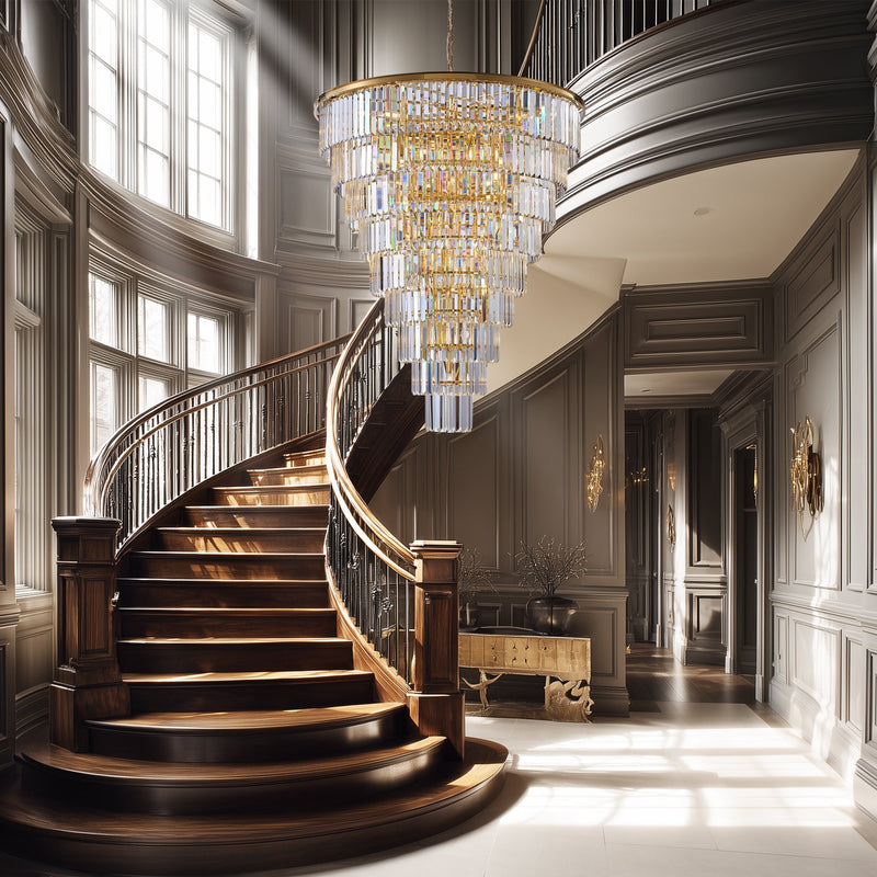 48-Inch Gold Tiered Crystal Tube Chandelier by HouseOfZazla