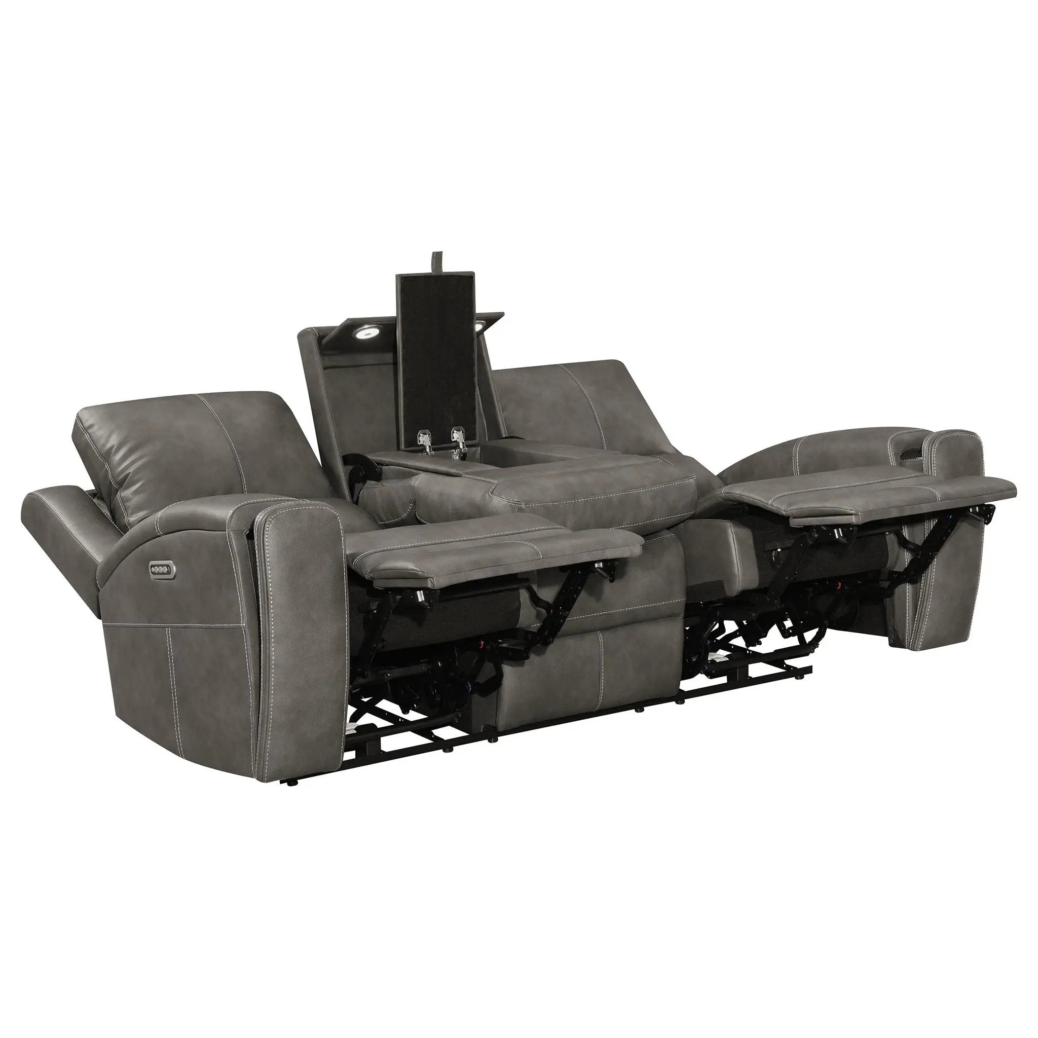 Brickston 2-piece Triple Power Reclining Sofa Set Charcoal by Unique Piece Furniture