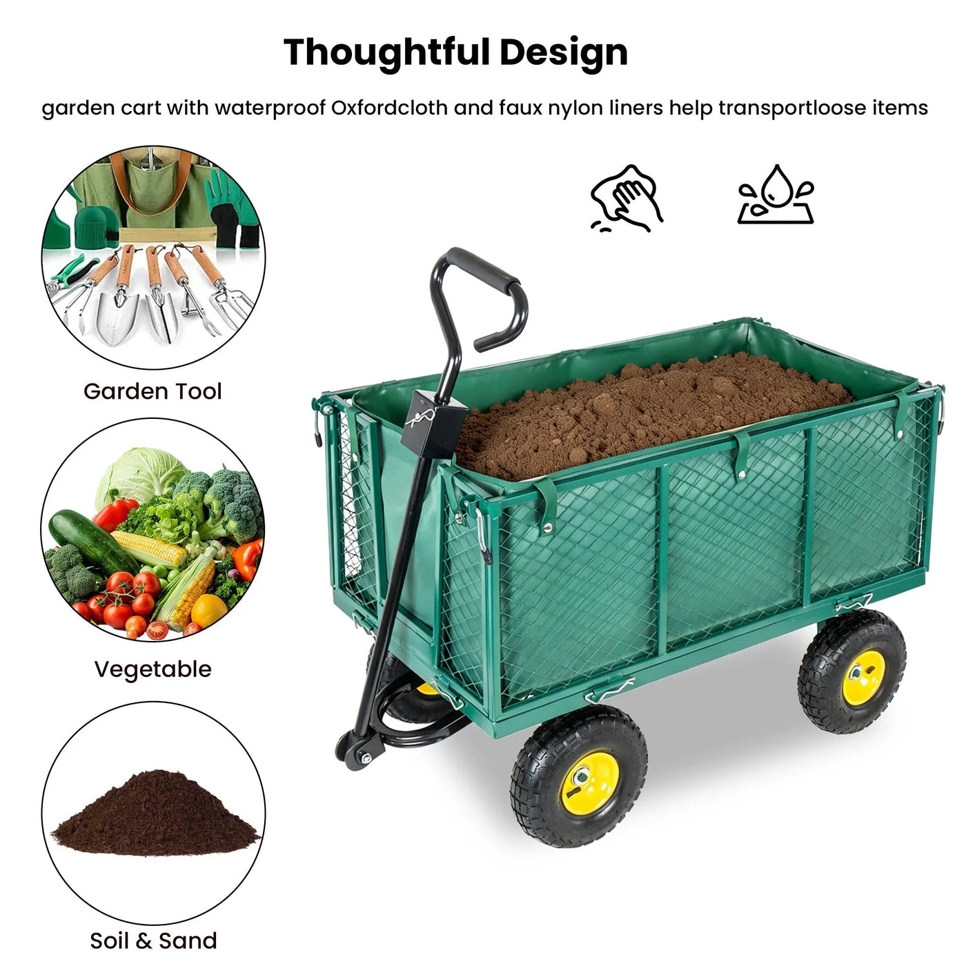 3-in-1 Oversized Steel Garden Cart by HouseOfZazla