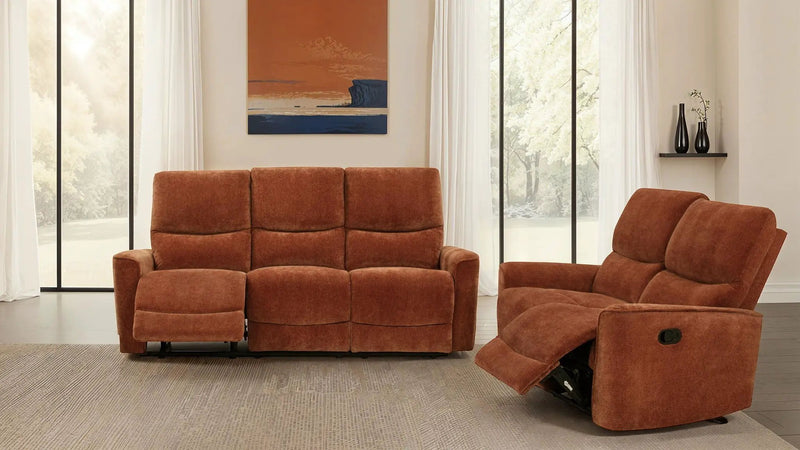 Navarro 2-piece Upholstered Reclining Sofa Set Orange by Unique Piece Furniture