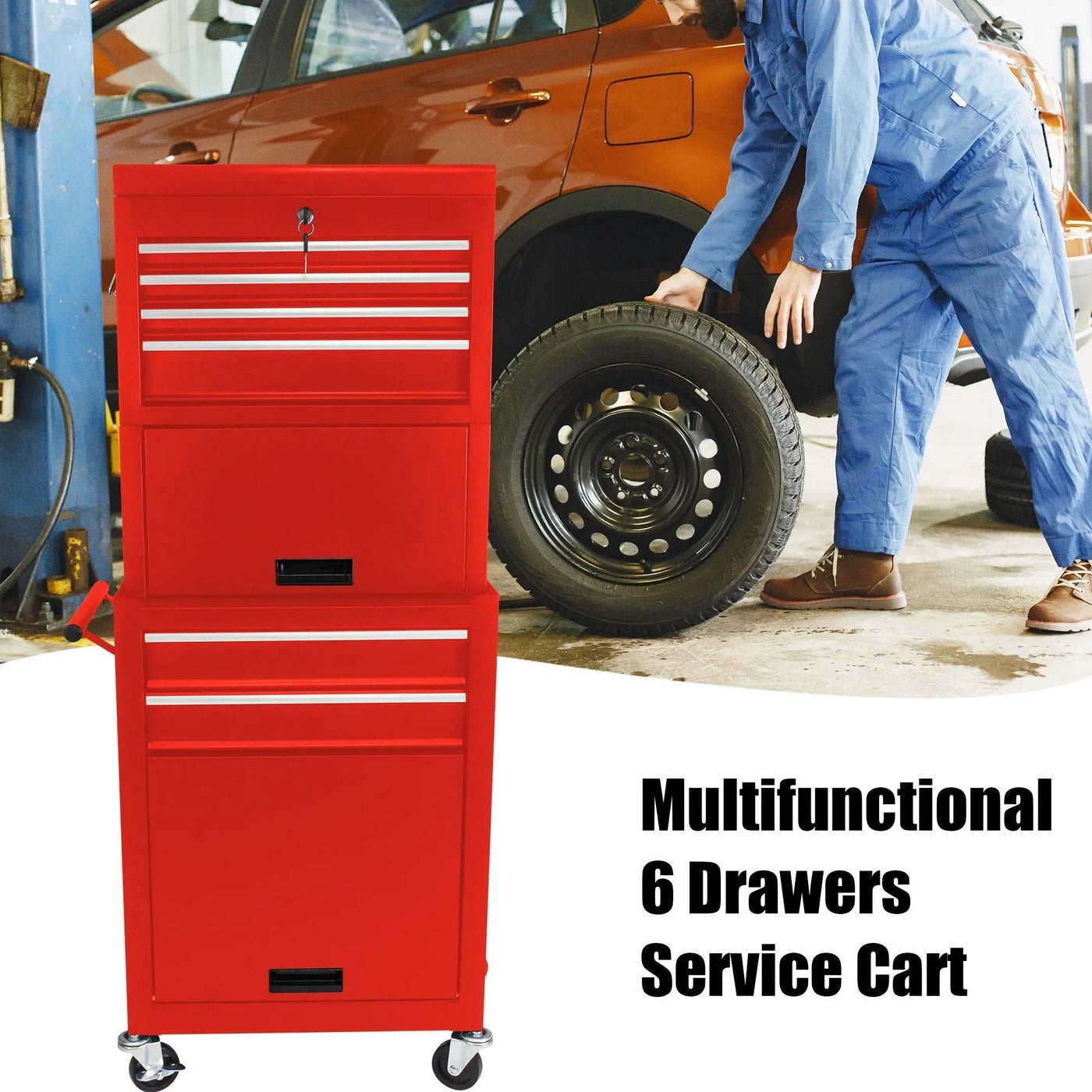 6 Drawer Lockable Tool Cabinet On Wheels With Detachable Toolbox by HouseOfZazla
