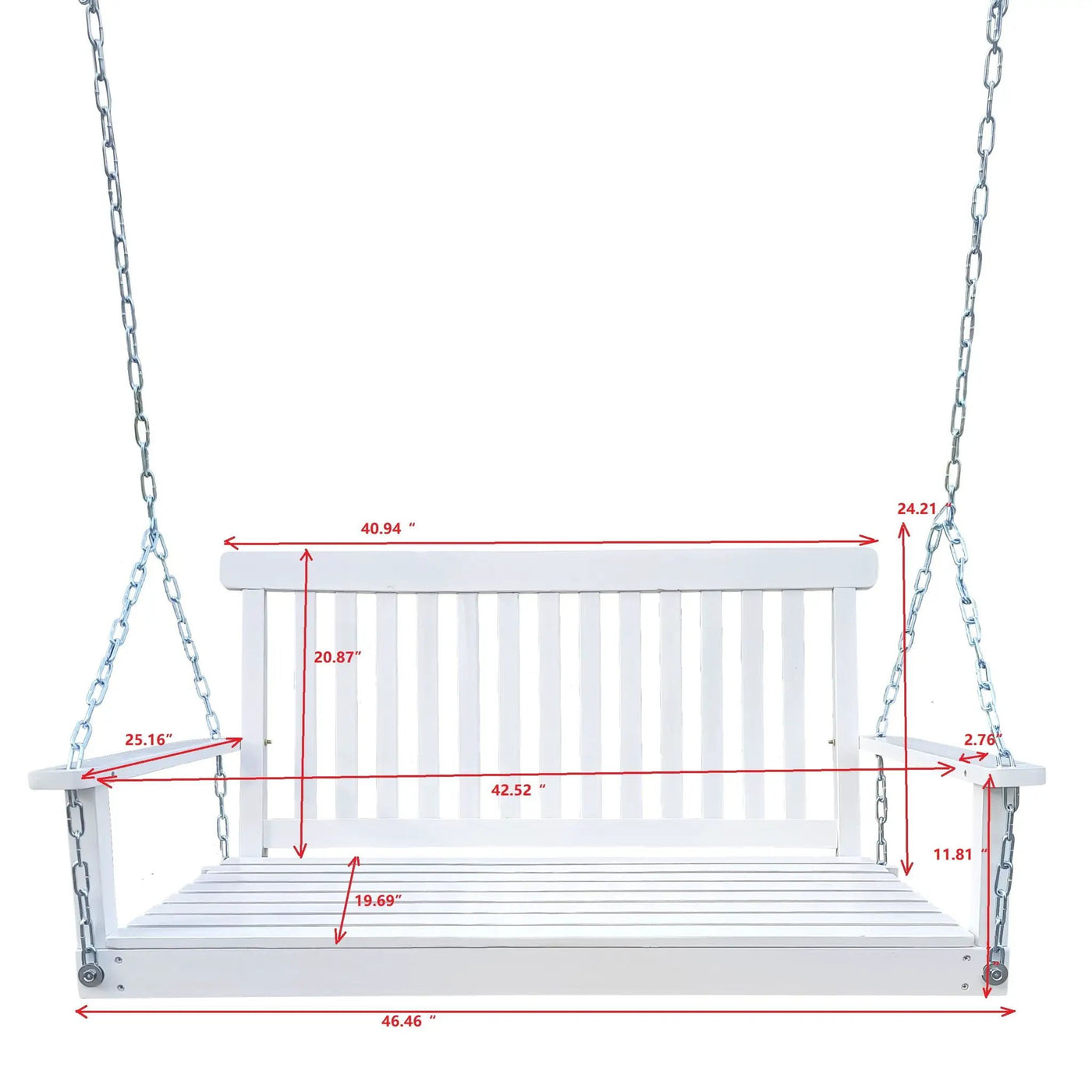 Front Porch Swing With Armrests For Outdoor Patio, Garden Yard, Backyard Or Sunroom by HouseOfZazla