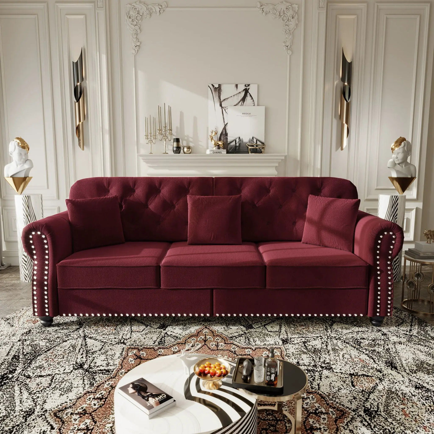Upholstered 3 Seater Sofa Set With Ottoman by HouseOfZazla