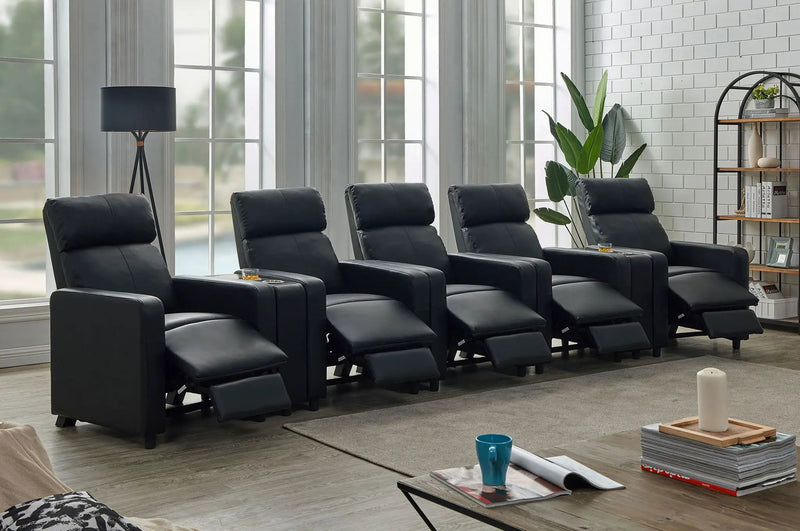 Toohey Upholstered Tufted Recliner Living Room Set Black by Unique Piece Furniture