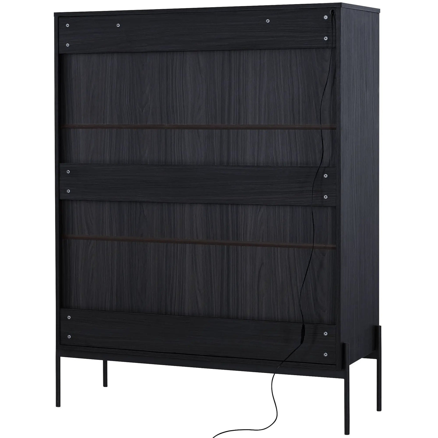 Modern Minimalist Style LED Curio Cabinet With Tempered Glass Door, Metal Legs by HouseOfZazla