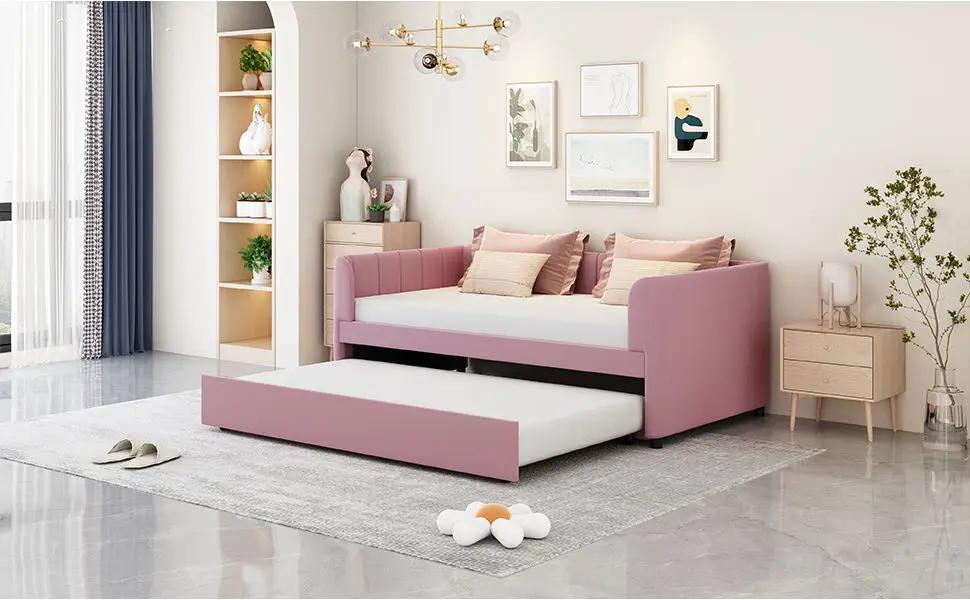 Upholstered Daybed With Ergonomic Design Backrest by HouseOfZazla