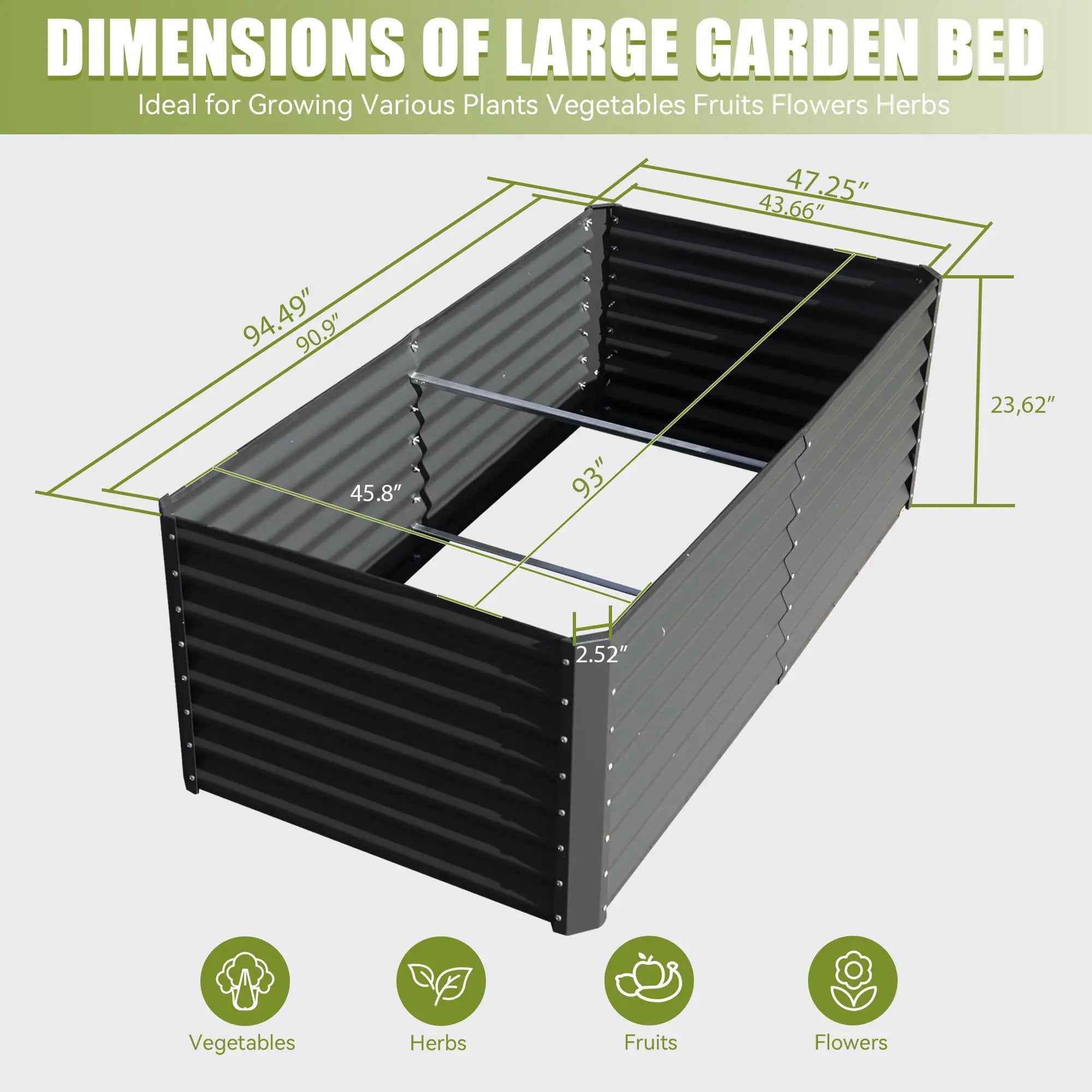8x4x2 Ft Galvanized Raised Garden Bed by HouseOfZazla
