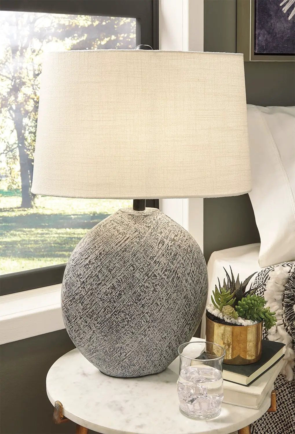 Harif - Paper Table Lamp - Beige by Unique Piece Furniture