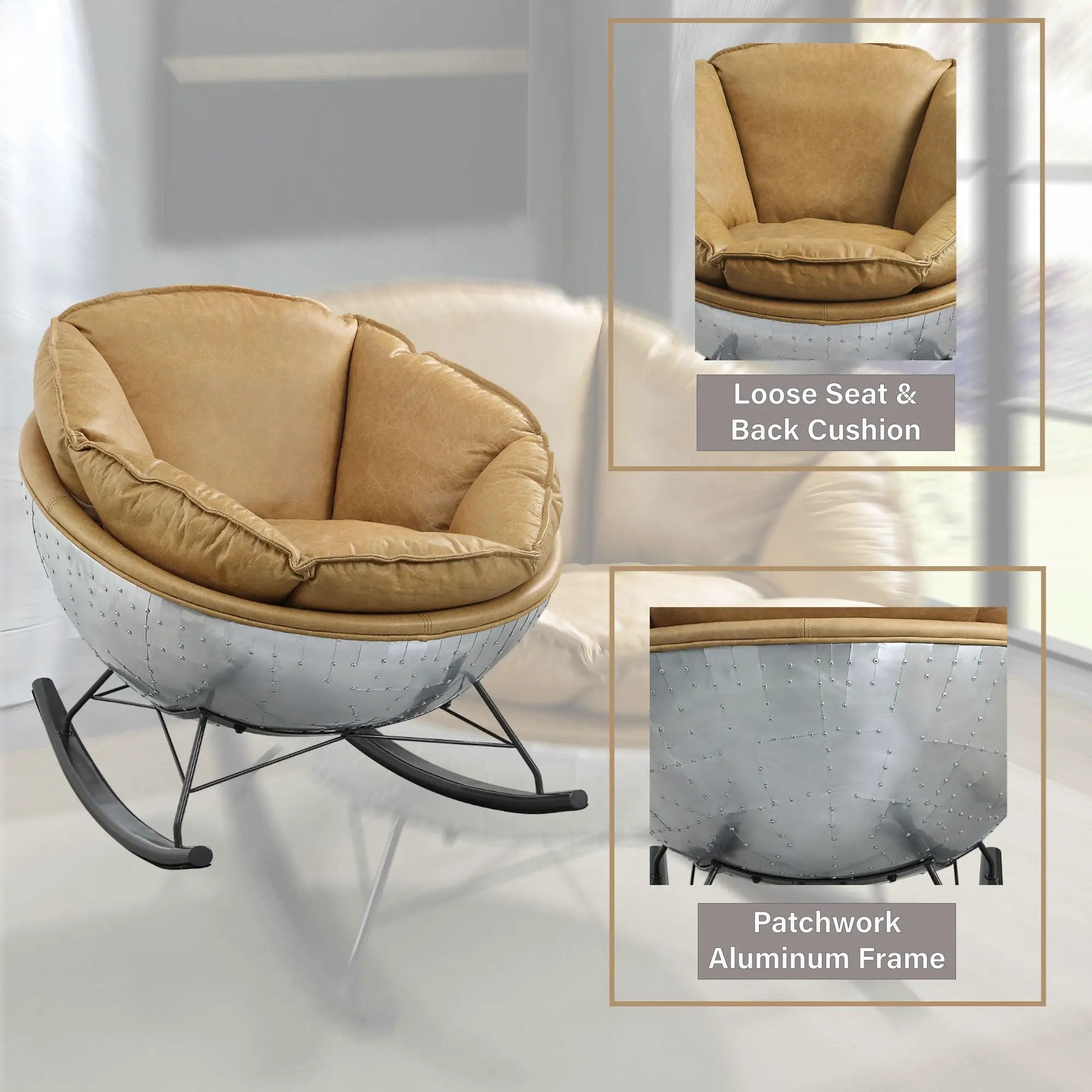 Pippin - Top Grain Leather Rocking Chair - Morocco by Unique Piece Furniture
