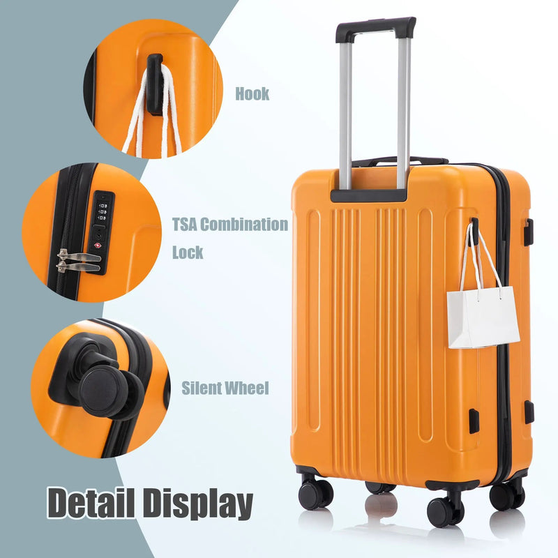 3-Piece ABS Spinner Wheel Luggage Set in Black and Orange by HouseOfZazla