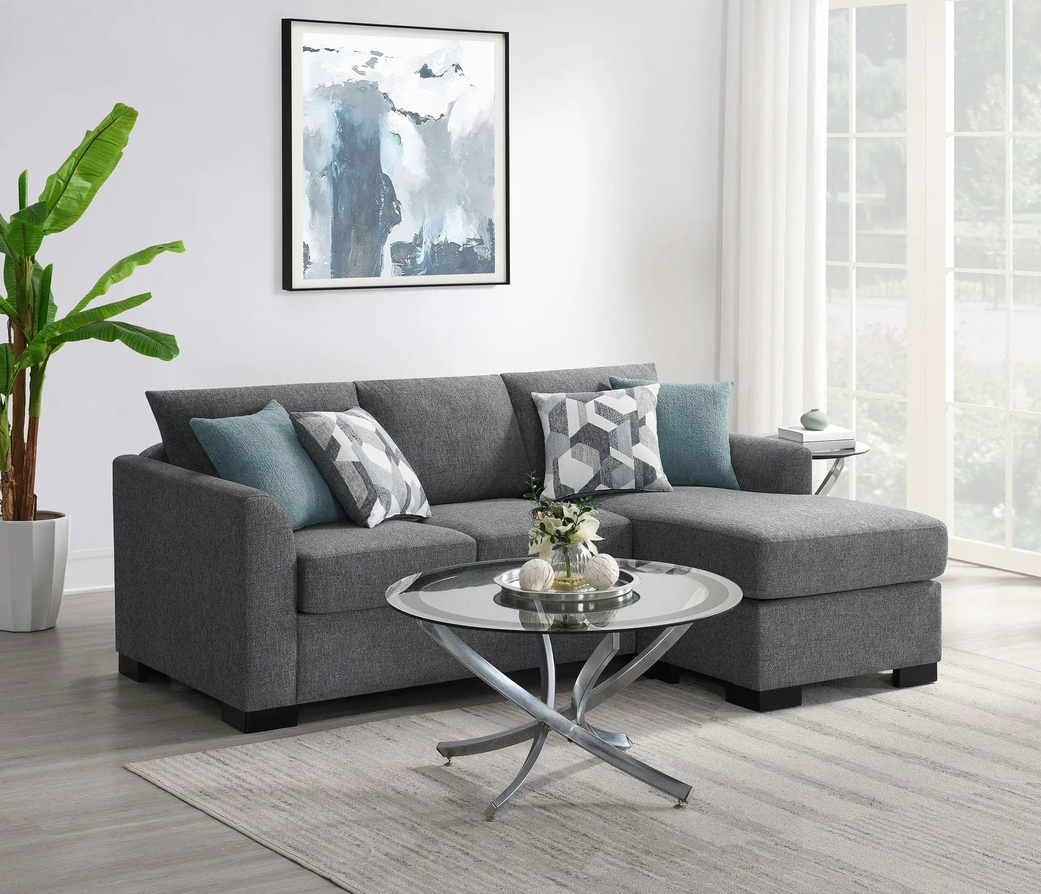 Storey Upholstered Sleeper Sectional Chaise Sofa Grey by Unique Piece Furniture