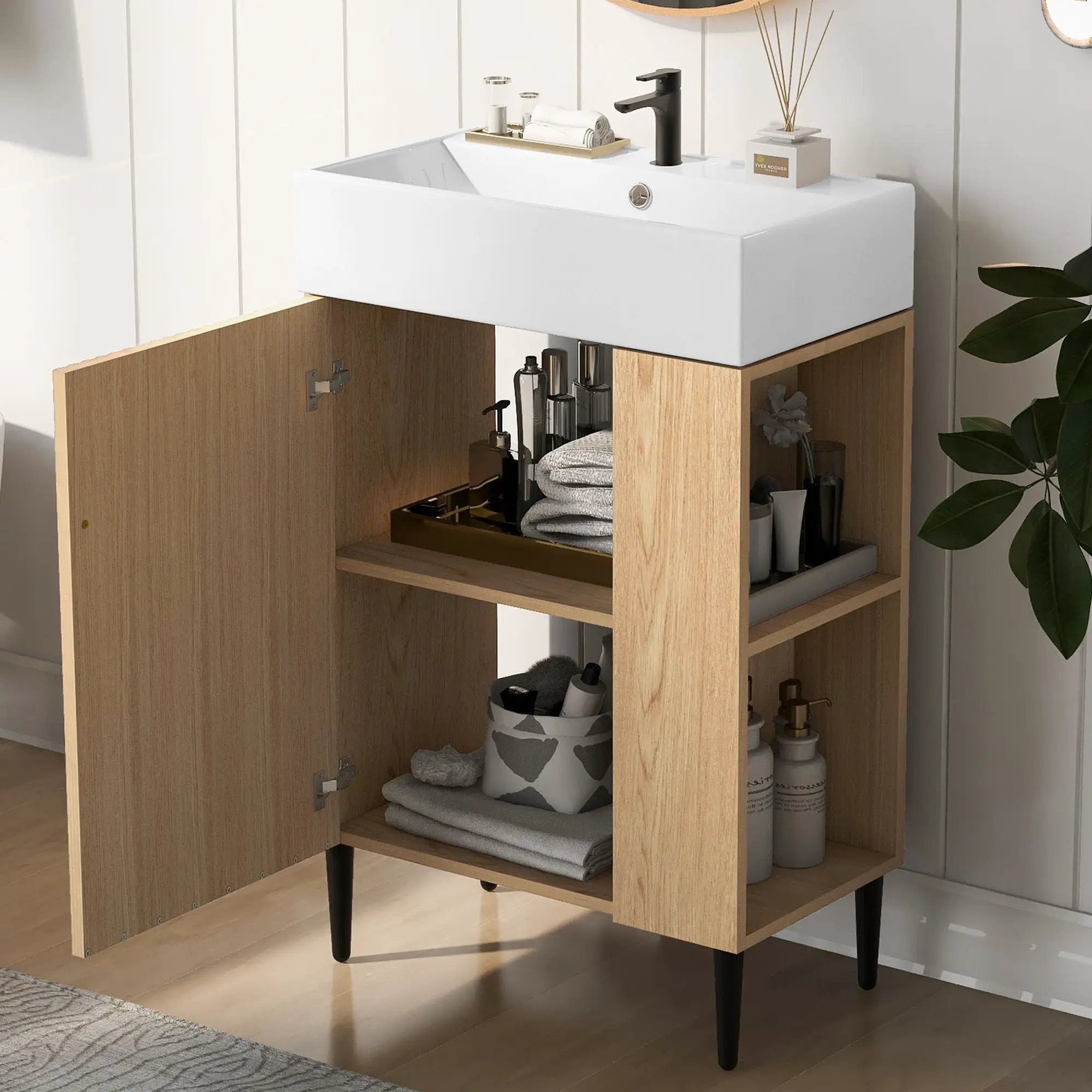 Bathroom Vanity, Combo Cabinet, Bathroom Storage Cabinet, Single Ceramic Sink by HouseOfZazla