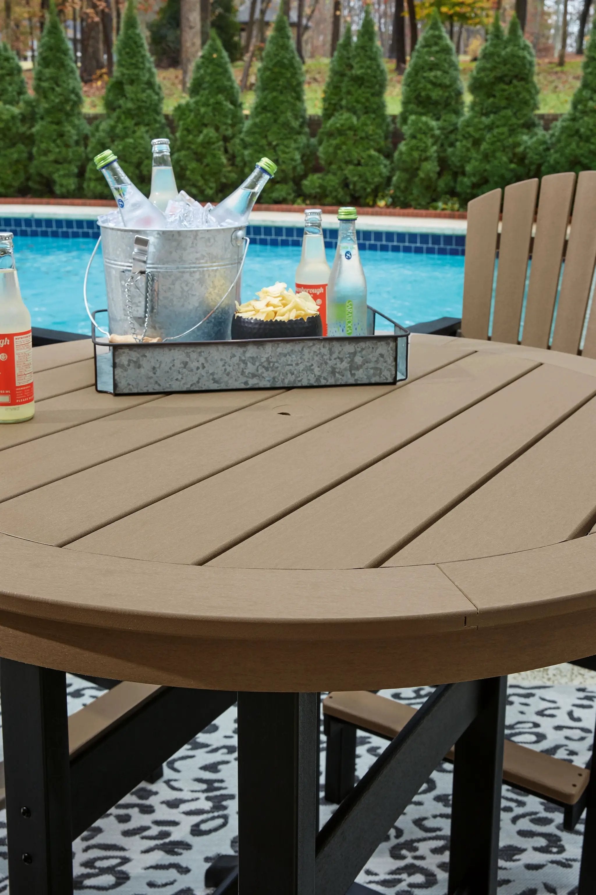 Fairen Trail - Round Bar Table w/Umb OPT - Black / Driftwood by Unique Piece Furniture