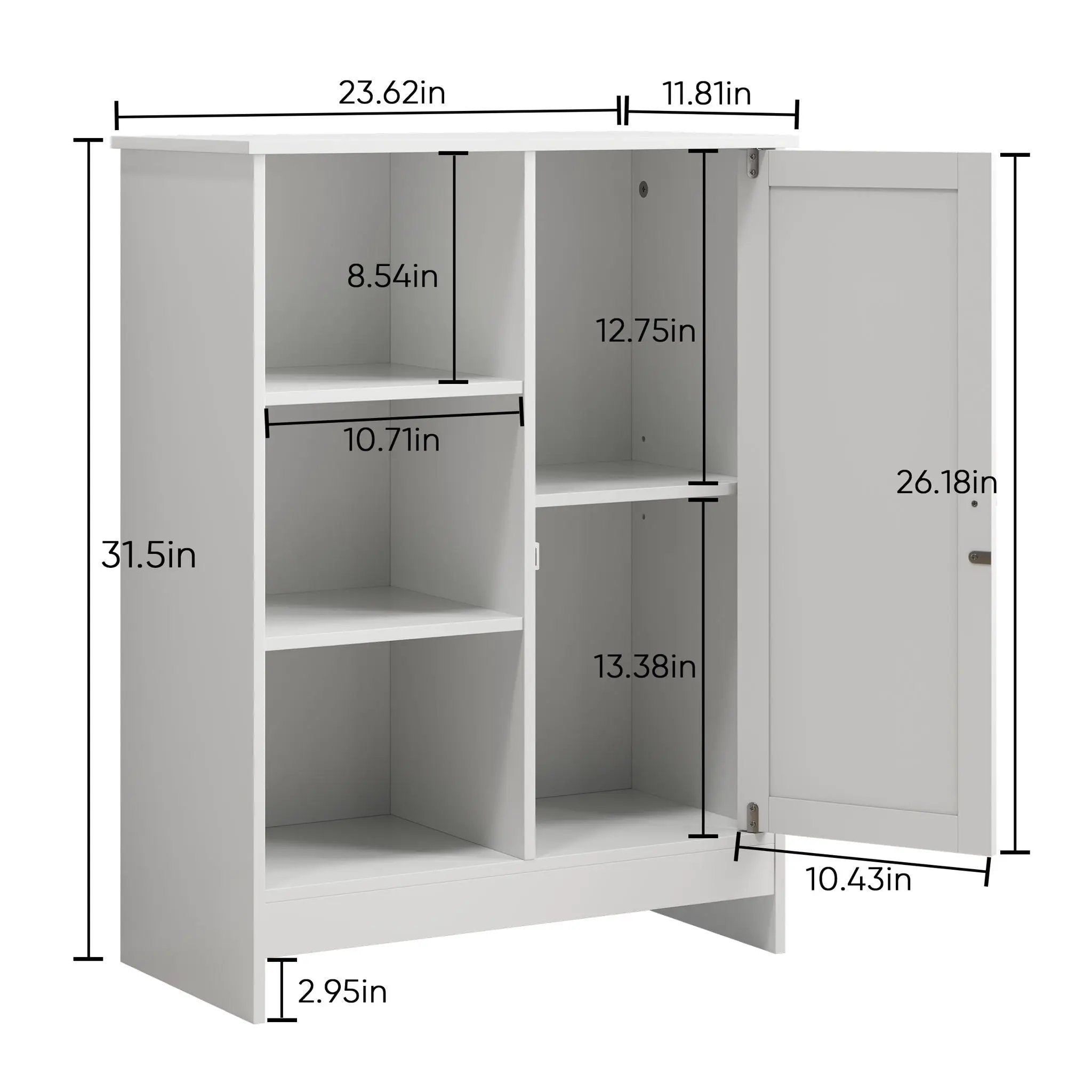 Classic Freestanding Bathroom And Kitchen Storage Cabinet With Adjustable Shelves - White by Unique Piece Furniture