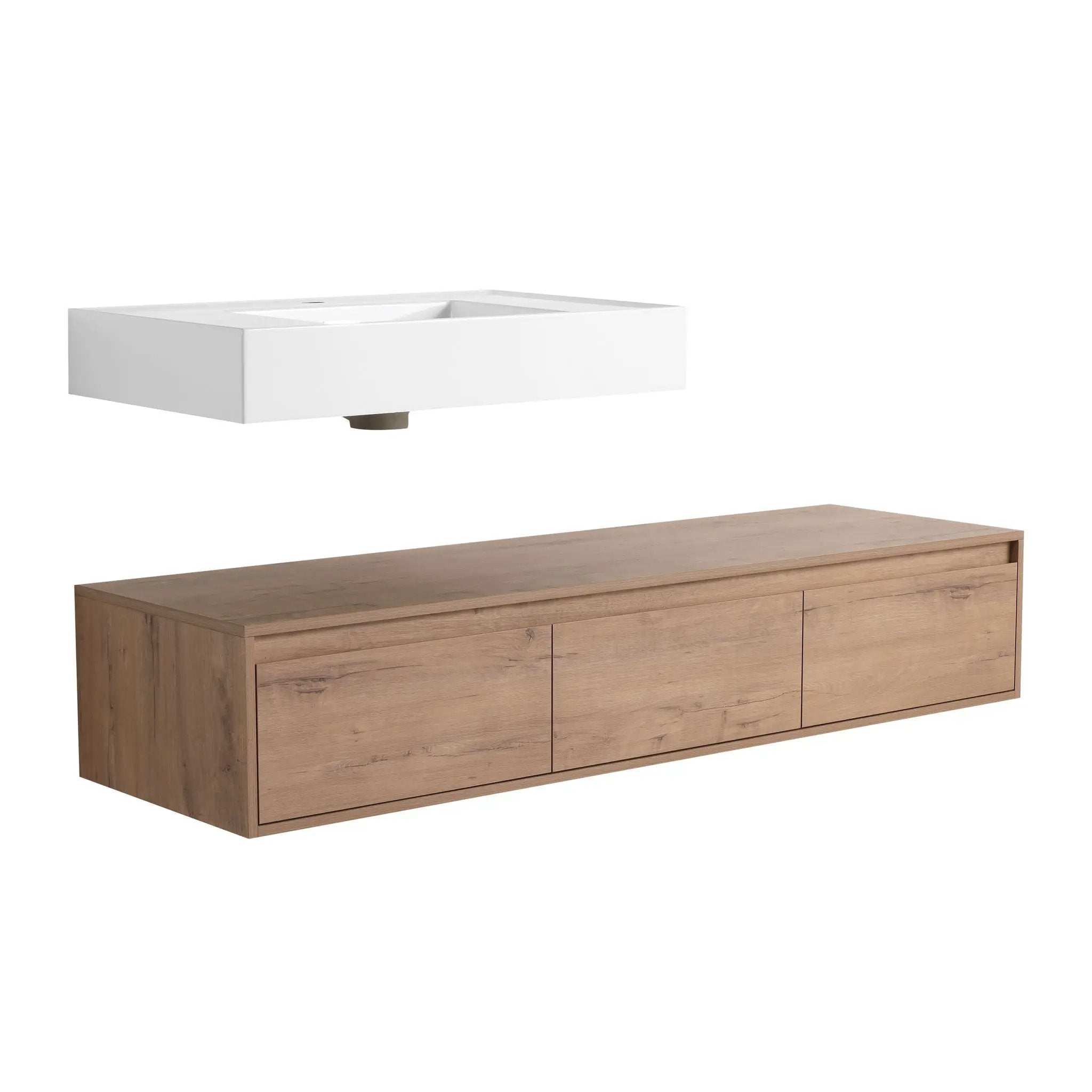 Modern Wall Mounted Bathroom Vanity With Resin Sink And Soft Close Drawer by HouseOfZazla
