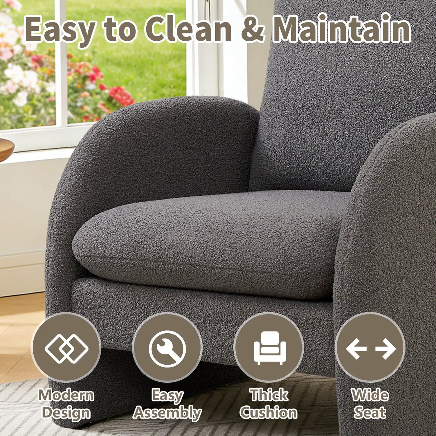 Modern Sherpa Upholstered Accent Chair, Comfortable Living Room Armchair, Lounge Chair For Bedroom, And Office by HouseOfZazla