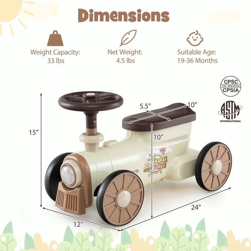 Ride on Toy with Steering Wheel and Train Whistle Sound Button by DirectDeals