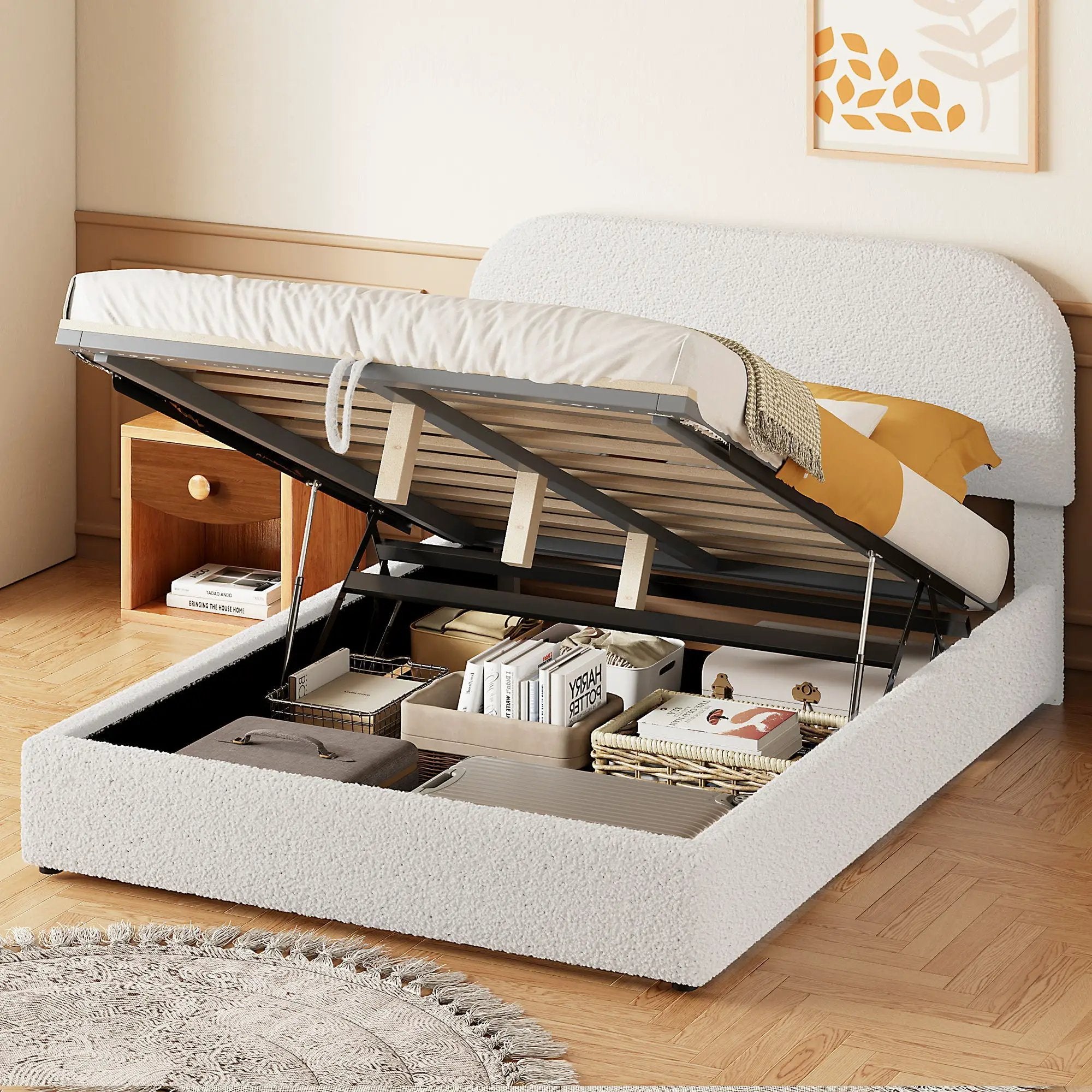 Upholstered Platform Bed With Hydraulic Storage System by HouseOfZazla