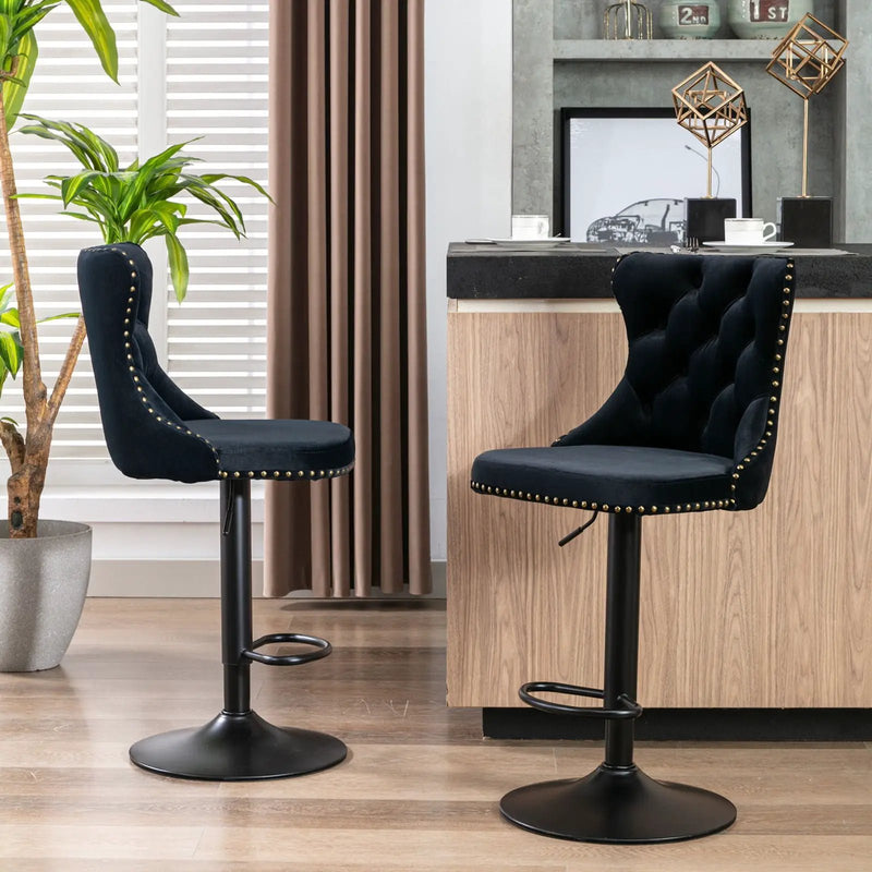 Swivel Barstools Adjusatble Seat Height, Modern Upholstered Bar Stools With Backs Comfortable Tufted For Home Pub And Kitchen Island (Set of 2) by Unique Piece Furniture