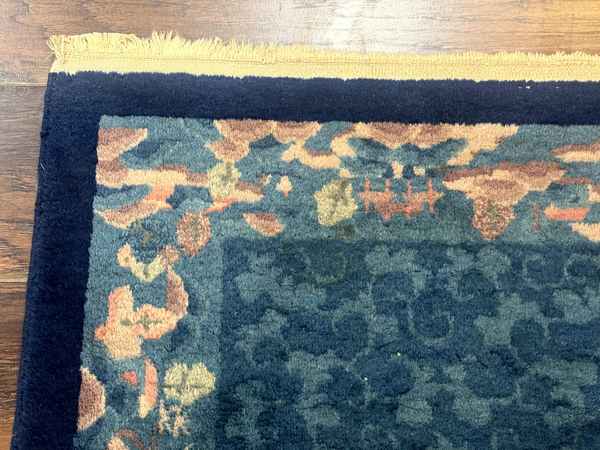 Blue Chinese Rug 2.6 x 4, Fete Rug, Peking Rug, Chinese Wool Rug, Art Deco Carpet by Jewel Rugs