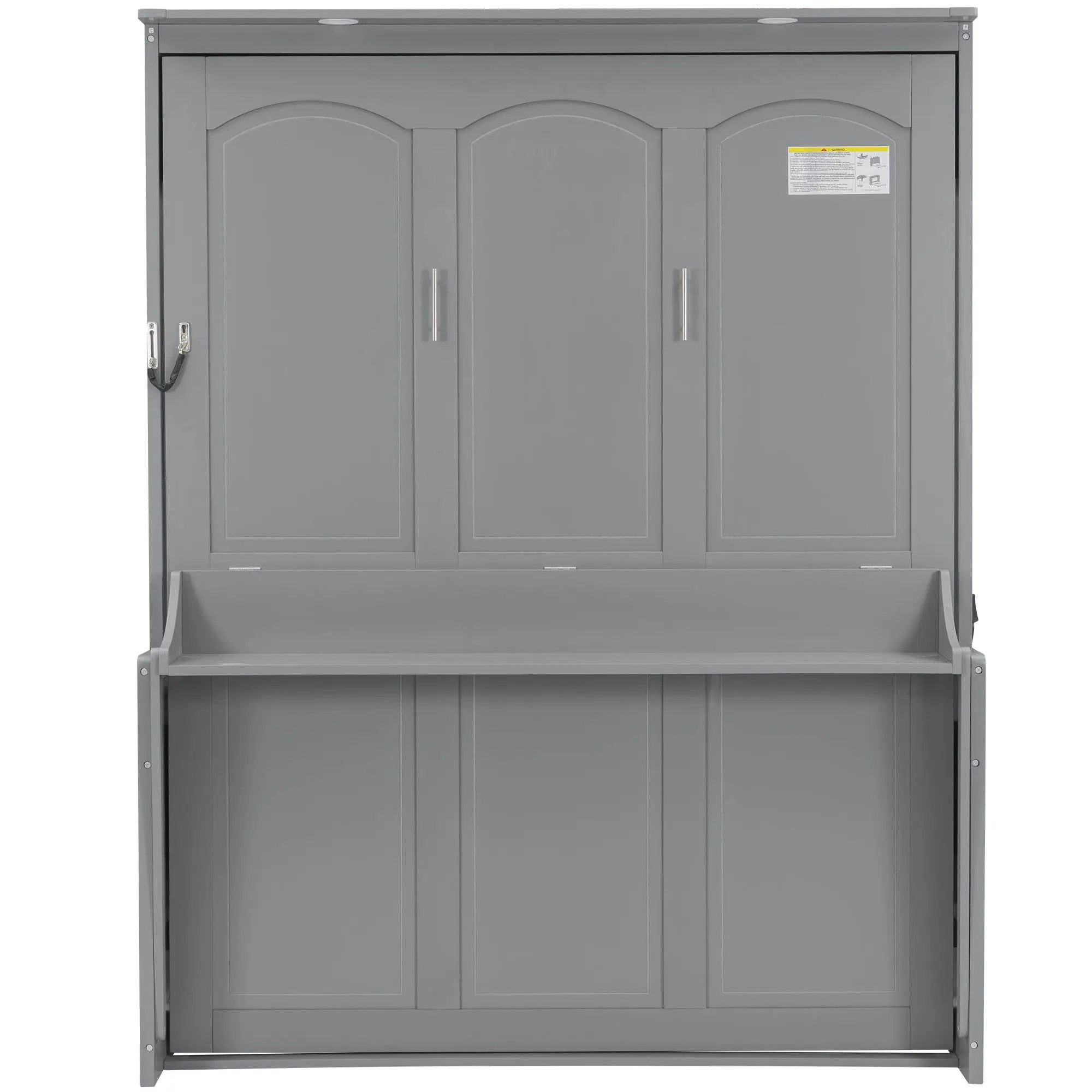 Murphy Bed With Desk, LED Lights & USB Charging Station