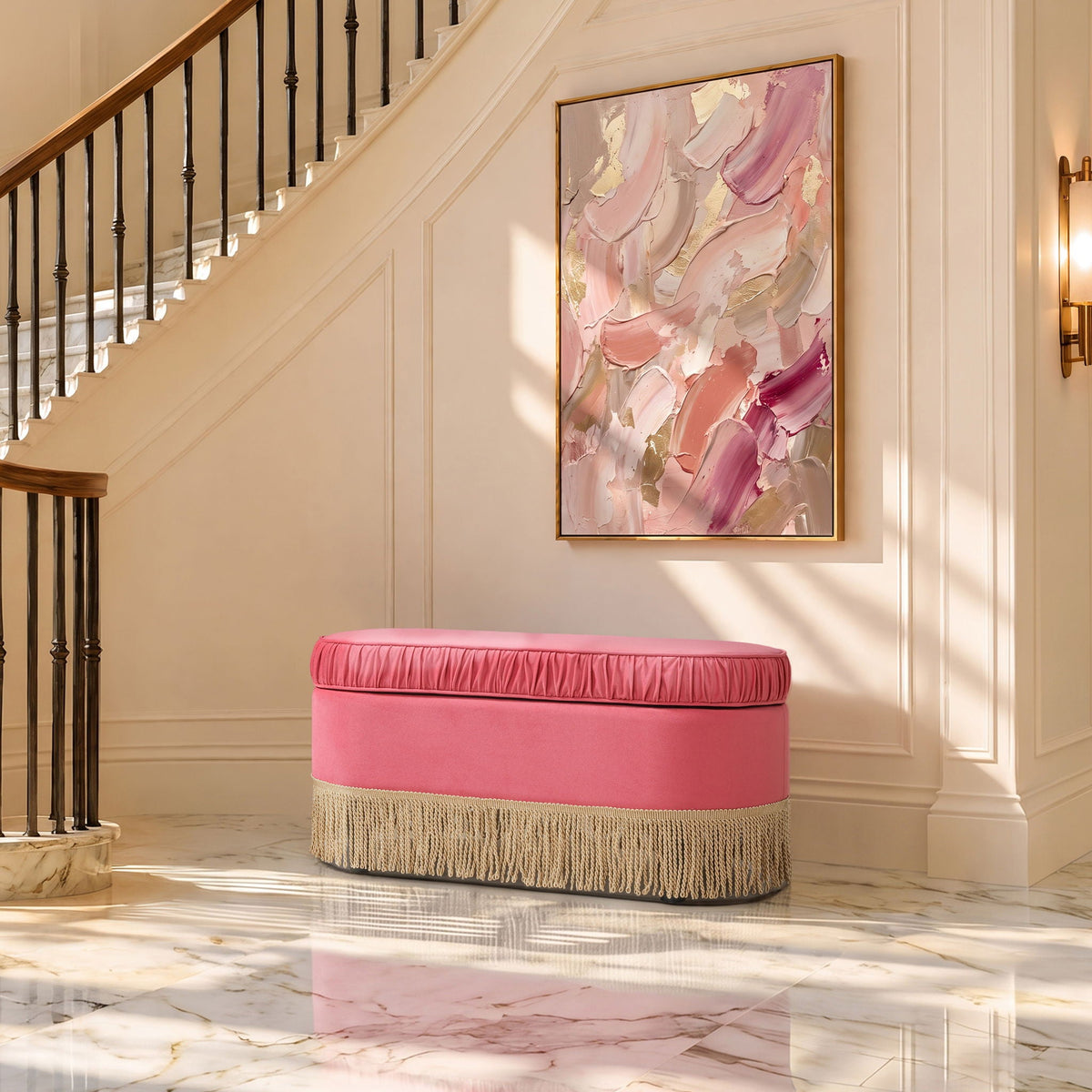 Serena - Contemporary Design Oval Storage Bench Ottoman, photo 7 of 21