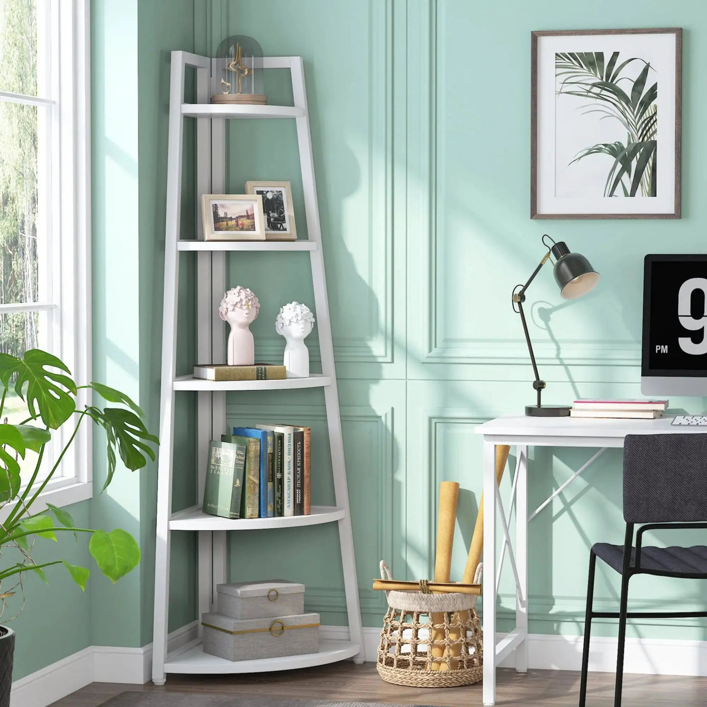 Tall 5 Tier Corner Bookshelf For Living Room by HouseOfZazla