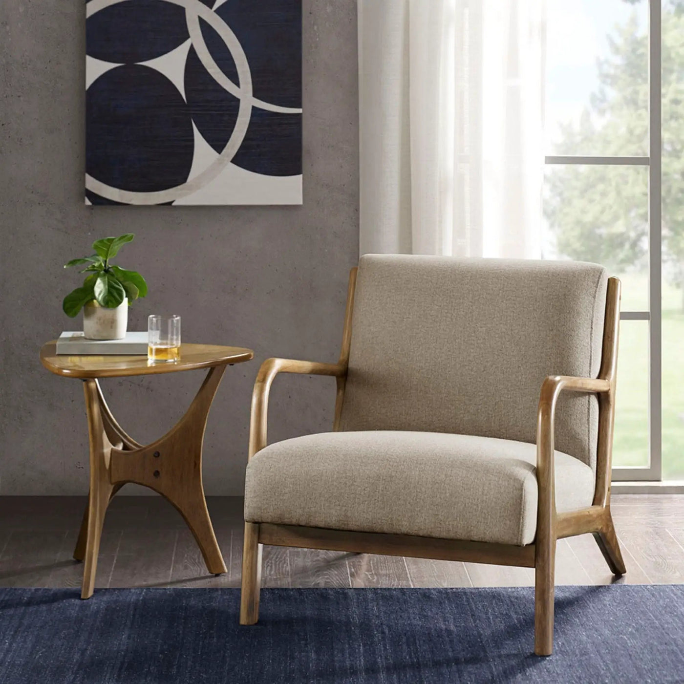 Mid-Century Style Lounge Chair With Upholstered Seat by HouseOfZazla