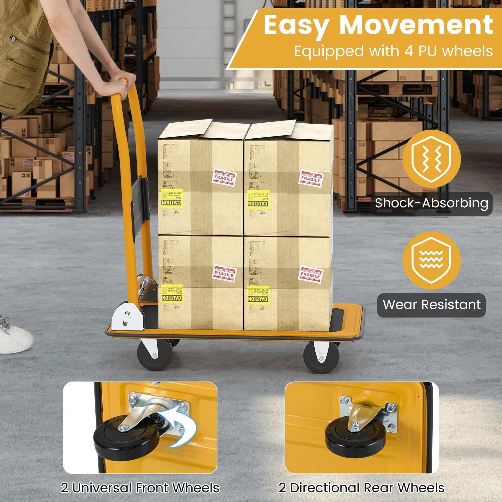 Platform Cart Dolly Foldable Warehouse Push Hand Truck-Black by DirectDeals