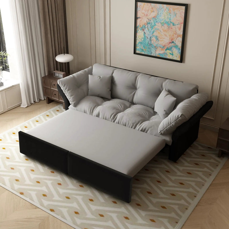 Queen Pull Out Sofa Bed, 3 In 1 Convertible Sleeper Tufted With 2 Soft Pillows by HouseOfZazla