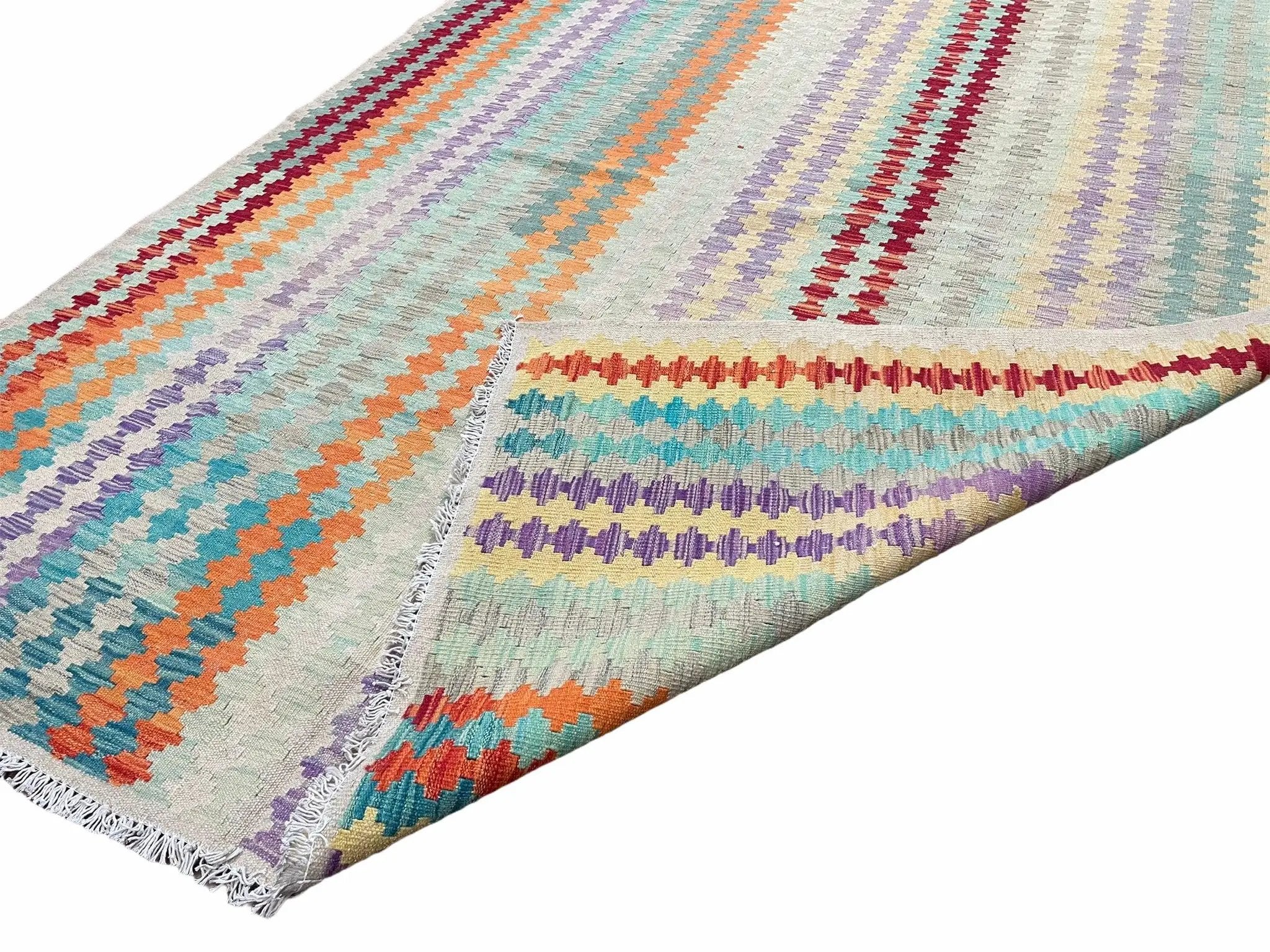 Colorful Kilim Rug 6x8 Multicolor Turkish Kilim Rug 6 x 8 Flat Weave Kilim Playful Anatolian Kilim Wool Kilim New Rug by Jewel Rugs